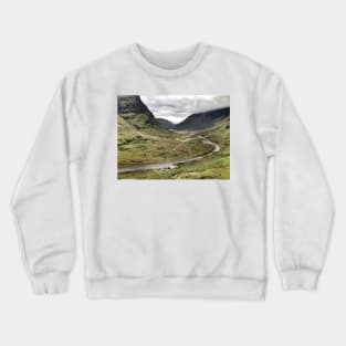 The A82 road sweeps through Glencoe, Highlands of Scotland Crewneck Sweatshirt